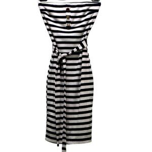 Women Black & White Strapless Dress Size S
